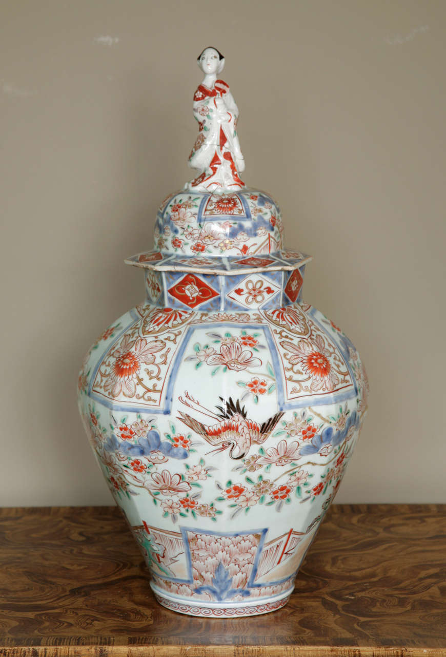 Large 17th Century Japanese Imari Vase with Lid