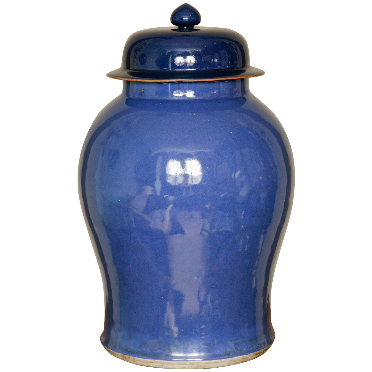 Huge Chinese Powder Blue Porcelain Kangxi Temple Vase, circa 1720