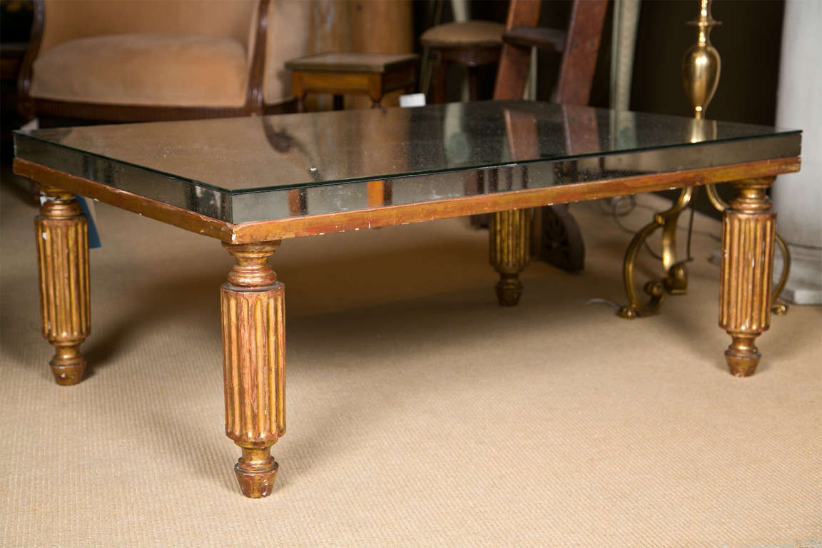 American Mirrored Coffee Table with Gilt Finish