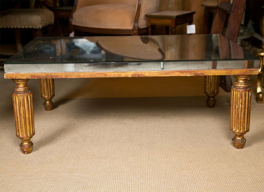 Mirrored Coffee Table with Gilt Finish 2