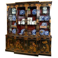 Large Chinoiserie Breakfront with Glass Front