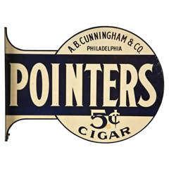 Antique "Pointers Cigar" Two-Sided Sign