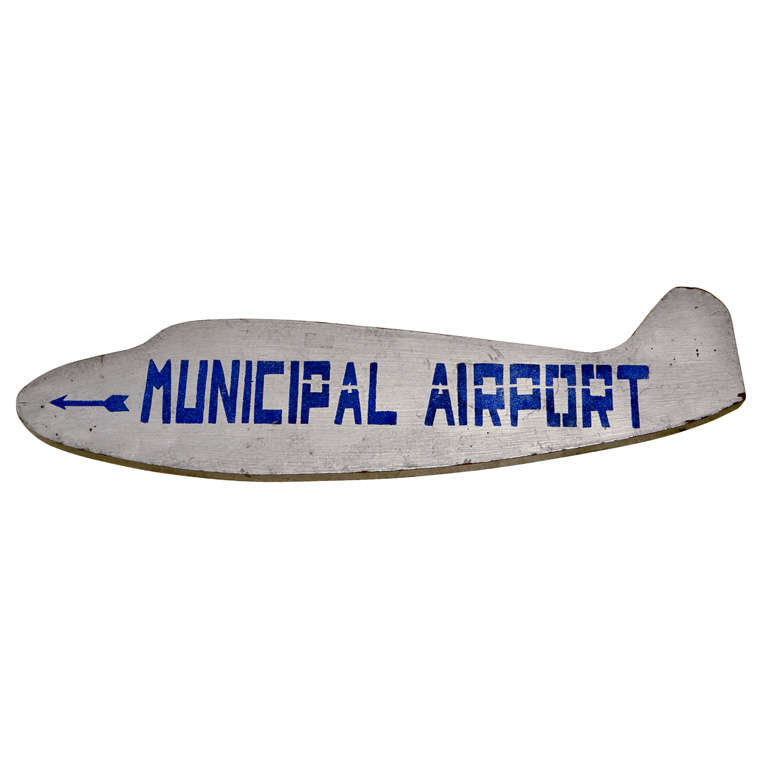 Antique Two-Sided "Municial Airport" Sign For Sale