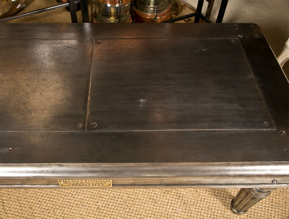 Rare Polished Iron Steel Safe Stand Table 1