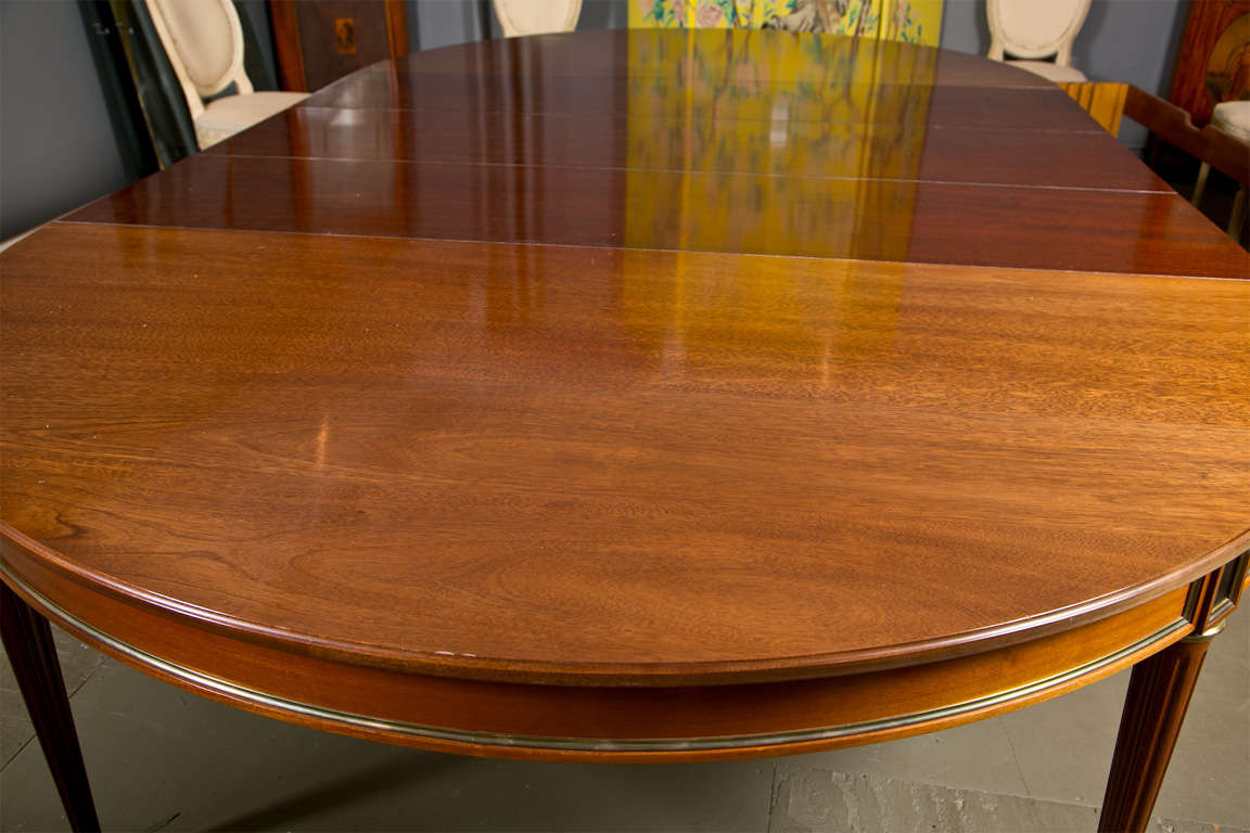 Directoire Style Dining Table, Mahogany and Brass Inlay 1