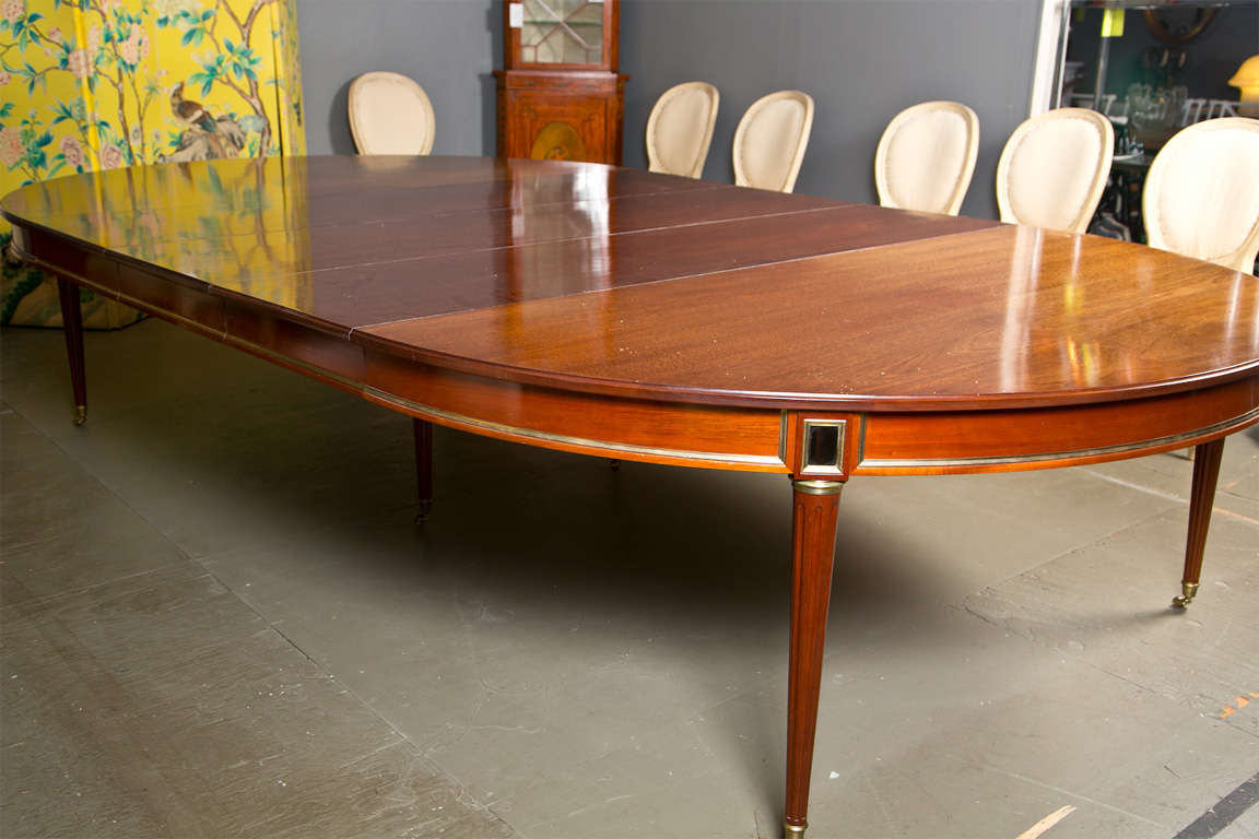 Directoire Style Dining Table, Mahogany and Brass Inlay 2
