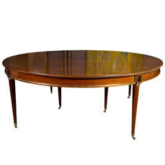 Directoire Style Dining Table, Mahogany and Brass Inlay