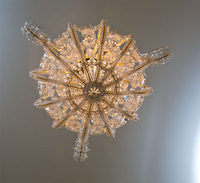 Small Chandelier with Glass Beads and Rosettes