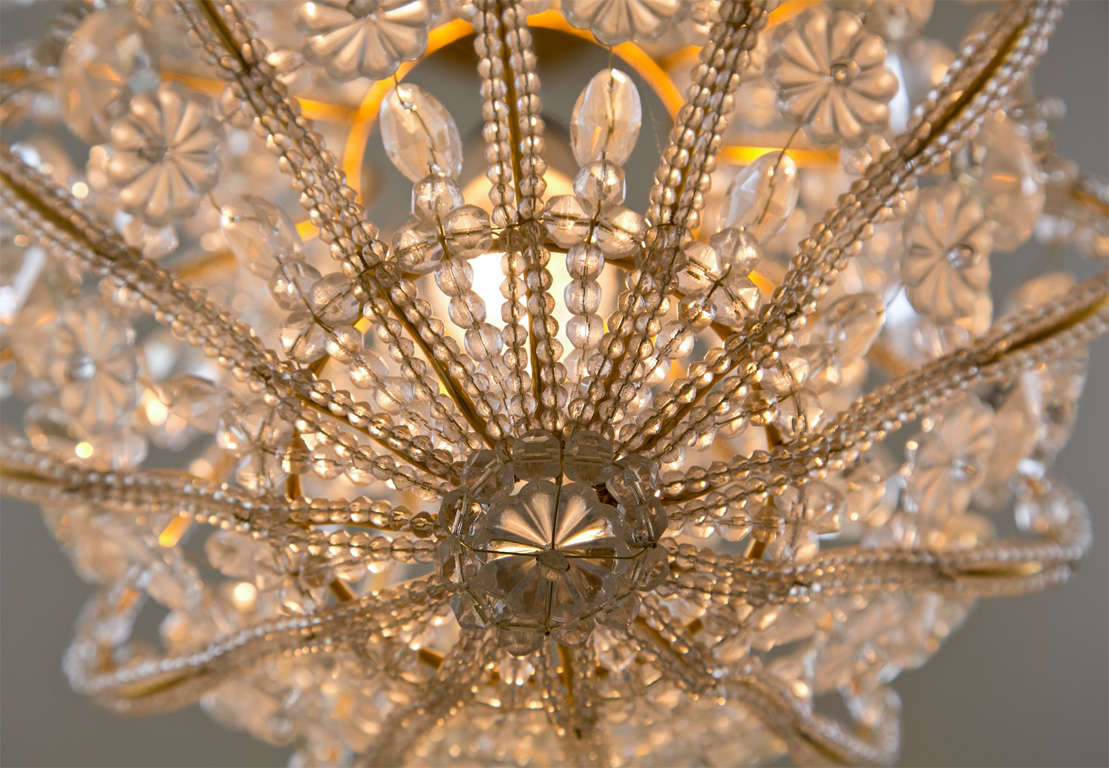 Italian Small Chandelier with Glass Beads and Rosettes For Sale