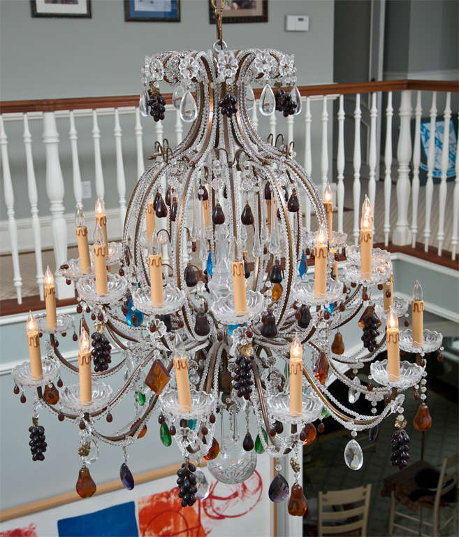Italian Murano  Fruit  Decorated  Large  Chandelier For Sale