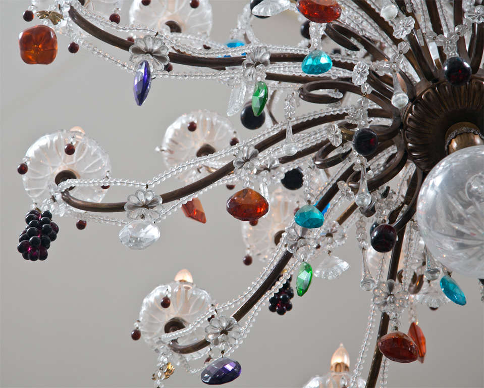 Mid-20th Century Murano  Fruit  Decorated  Large  Chandelier For Sale