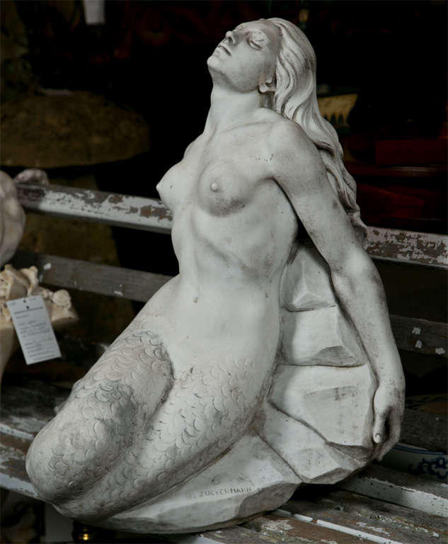 Italian Carrara Marble Of Mermaid
