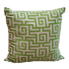 Green Greek Key Pillow