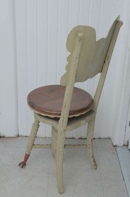 Rare French Musician's Chair with Rooster Tip Feet For Sale 1