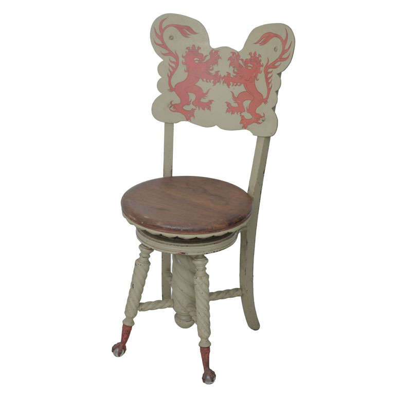 Rare French Musician's Chair with Rooster Tip Feet For Sale
