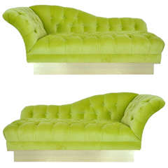 Vintage Hollywood Regency Chaise Lounge Pair