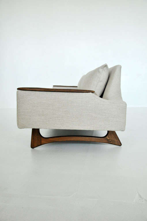Sculptural form sofa designed by Adrian Pearsall.  Fully restored.   Newly upholstered in Italian woven fabric.