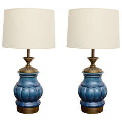 Fabulous Pair Of Large Ceramic Lamps By Stiffel