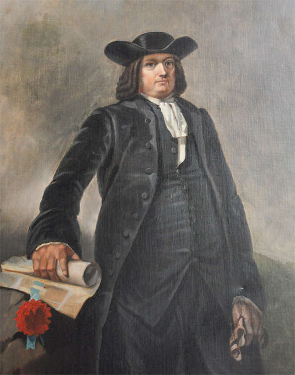 Amerian Portrait of William Penn by D.B. Becher
(American 1895-1960 ), Oil on Canvas,
Measurements are for Frame
