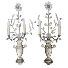 Pair of Silvered Sconces by Bagues, Circa 1935