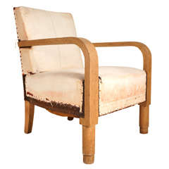 French Wood and Upholstered Armchair