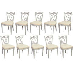 Ten Antique Swedish Painted Chairs. 19th Century.