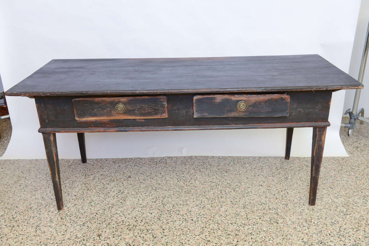 antique farm table with drawer