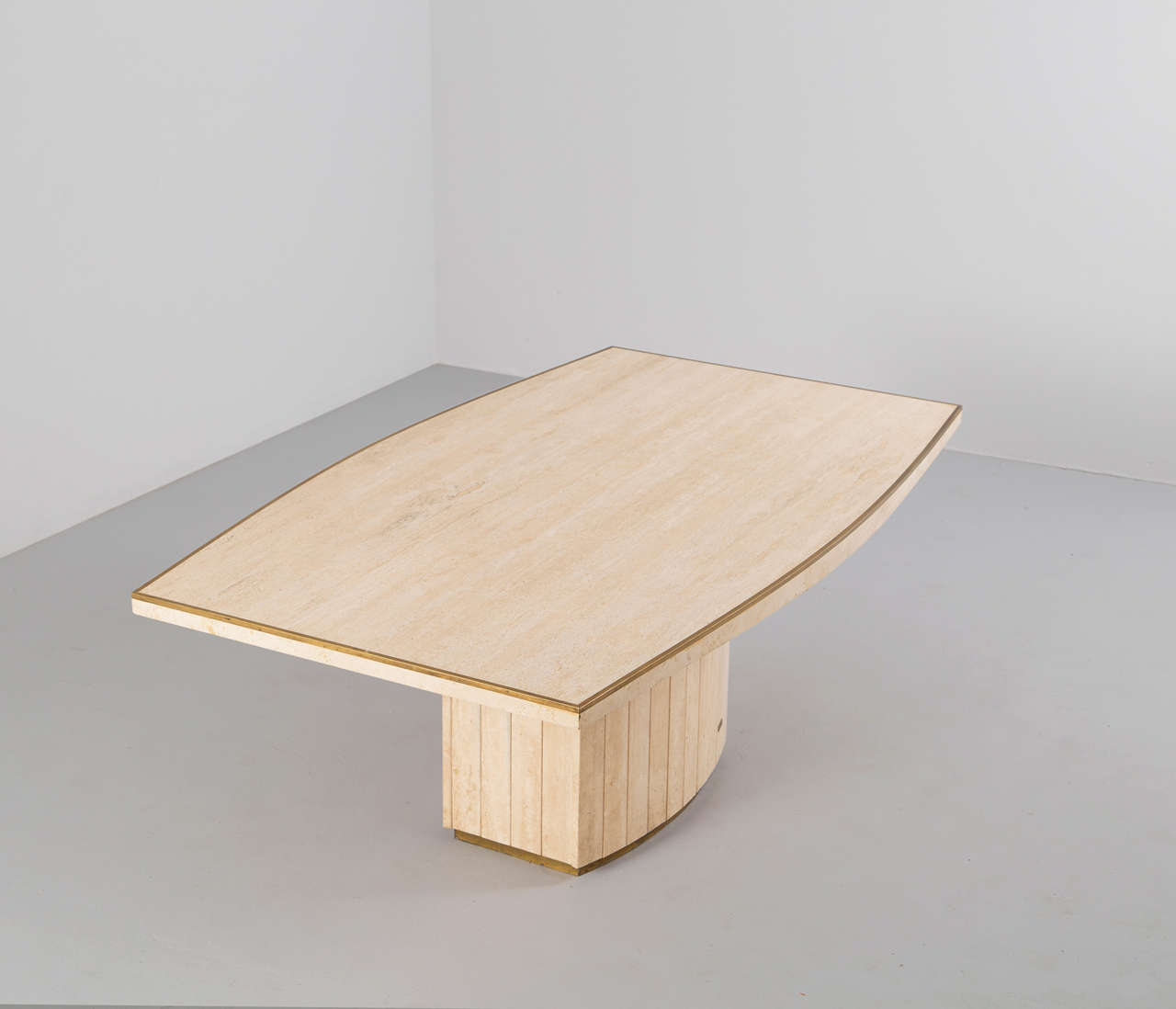 Mid-Century Modern Travertine Pedestal Table by Jean Charles