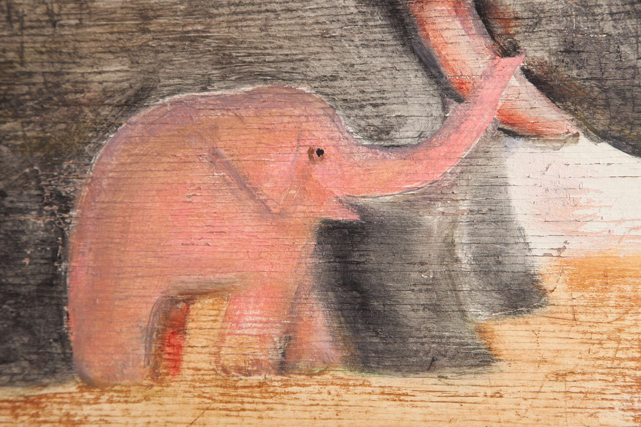 20th Century Mother Elephant and Baby Pink Elephant by Fong Chow