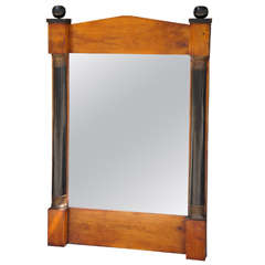 19th Century Biedermeier Fruitwood and Ebonized Mirror