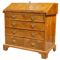 Queen Anne Burled Walnut Slant Front Desk