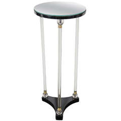 Art Deco Pedestal with Glass Rod Supports, Mirrored Top and Glass Ball Details