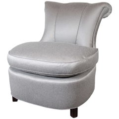Glamorous 1940s Hollywood Scroll Design Slipper Chair by Dorothy Draper