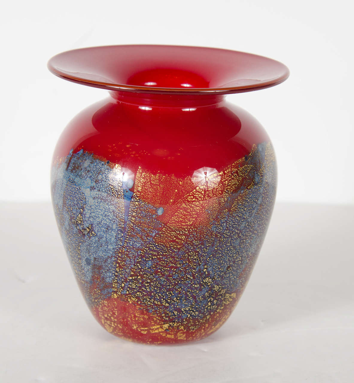 Handblown Vase Signed Nourot in Burmese Ruby Color
