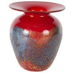 Handblown Vase Signed Nourot in Burmese Ruby Color