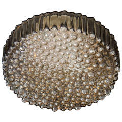 Mid-Century Modern Flush Mount by Glashutte Limburg in Smoked Bubble Glass