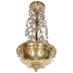 Exquisite Brass and Crystal Chandelier in the Manner of Jansen