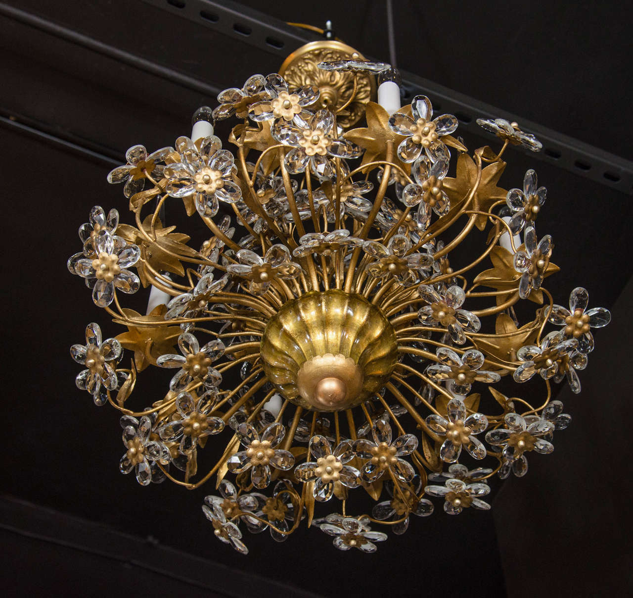 Mid-20th Century Exquisite Floral Bouquet Chandelier in the Style of Bagues