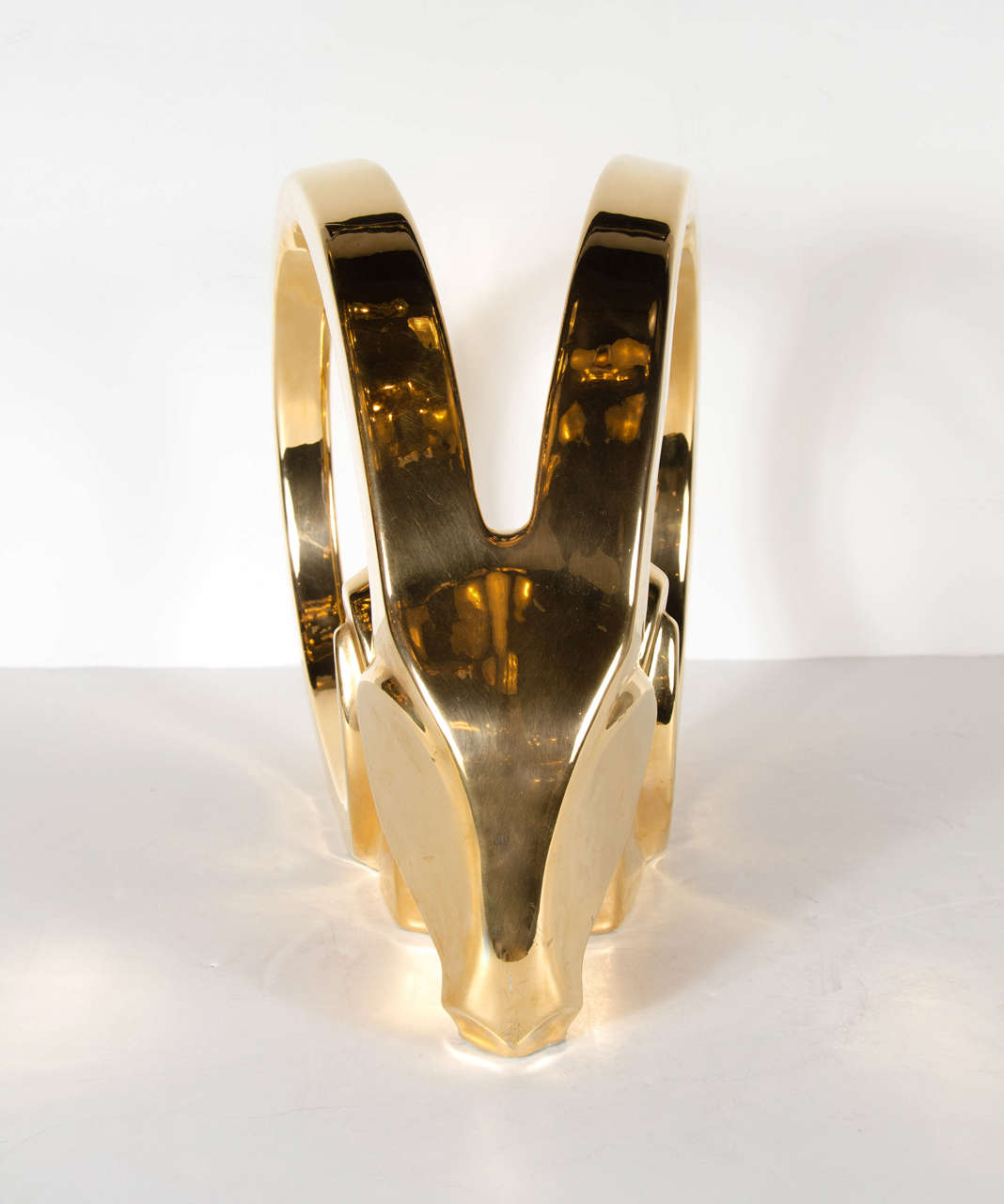 MidCentury Modernist Ceramic, Gold Plated Ibex Head Sculpture by Jaru