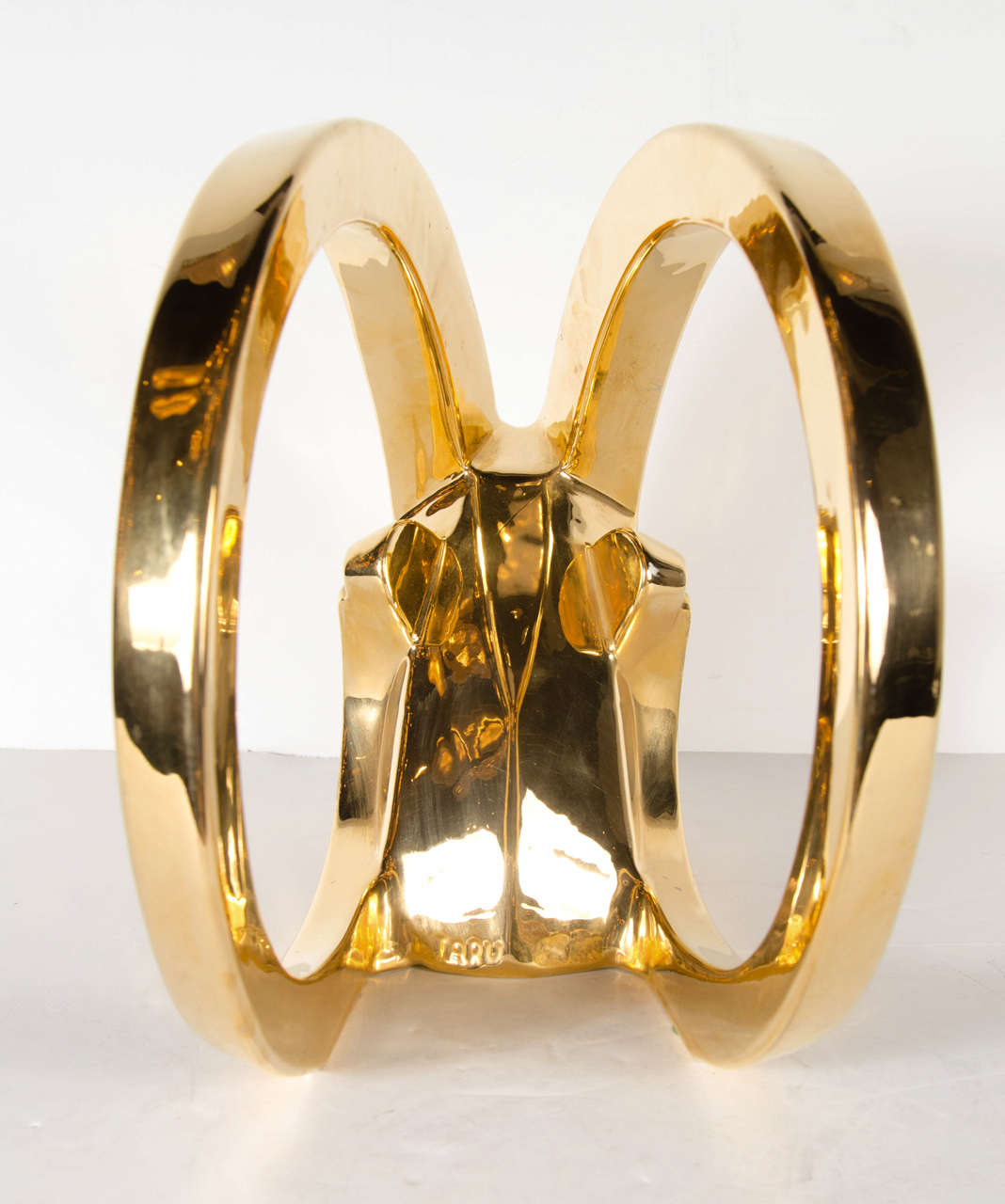 MidCentury Modernist Ceramic, Gold Plated Ibex Head Sculpture by Jaru