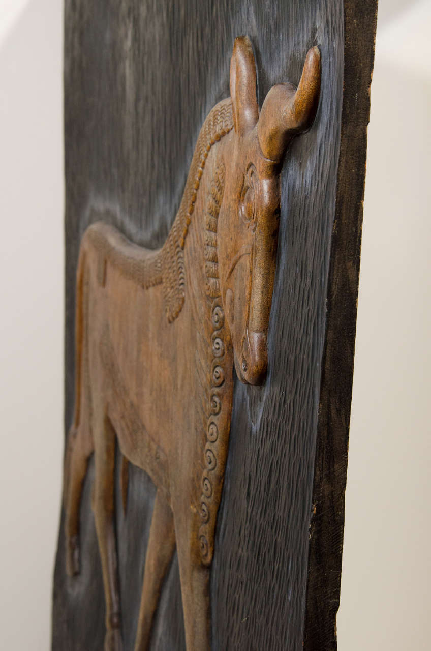 Mid-20th Century Exceptional Hand Carved Artwork Panel From the Estate of Charles Lamb