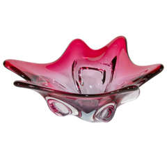Mid-Century Modern Murano Bowl in Vivid Crimson
