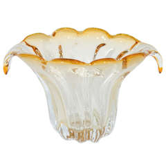 Fleur de Lis Murano Vase in Hues of Amber