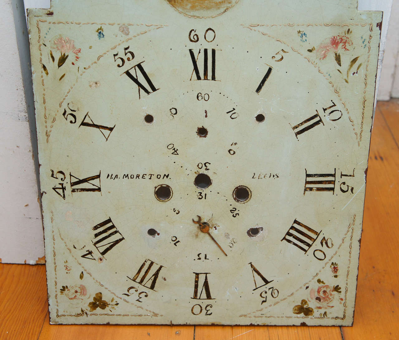 Early Victorian Three English Painted Metal Break-Arch Clock Faces For Sale