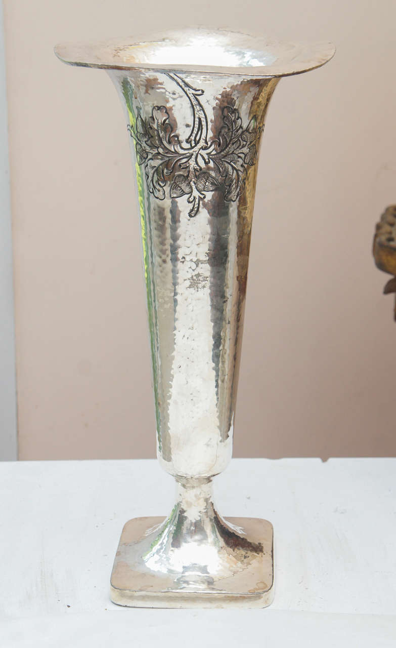 Victorian Trumpet-Form Silver Plated Vase