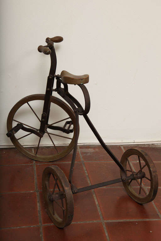 Antique Tricycle Toy in Iron and Wood from early 1900's at 1stdibs
