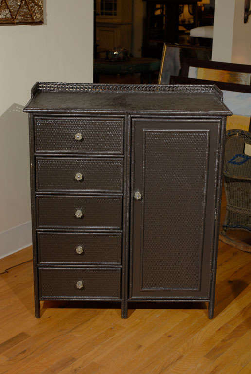 1920's American Wicker Chest or Small Armoire