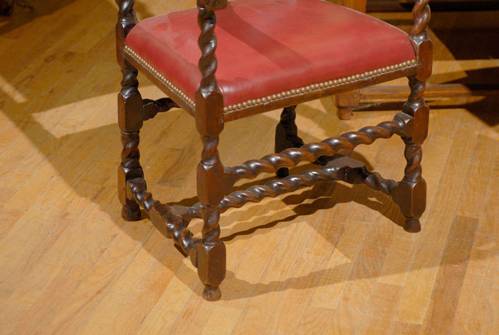Turn of the Century English Carved Library Chair For Sale 1