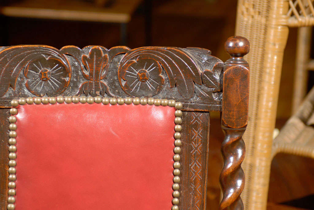 Turn of the Century English Carved Library Chair For Sale 3