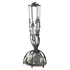 Dakkar Ishana Steel Resin Antique Holophane Glass Pendant